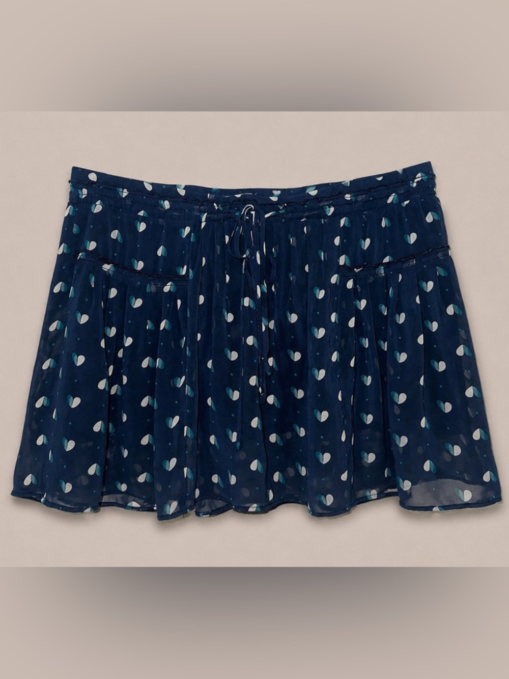 American Eagle Flowy Drawstring Skirt Navy Print Size Medium